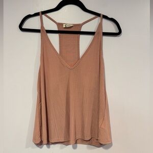 Pink flowy ribbed free people strappy‎ tank top
